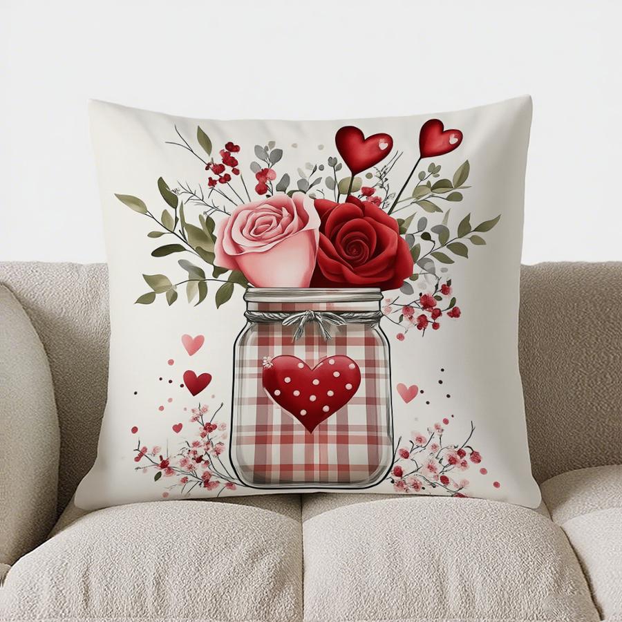 Home Decor Stylish Stripes & Love Text Throw Pillow Pattern Cushion Cover Suitable For Sofa Bedroom Car Pillow Cover