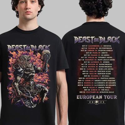 Beast In Black Europatour 2025 Merch T-Shirt Flaming Warrior Beast With T-Shirt