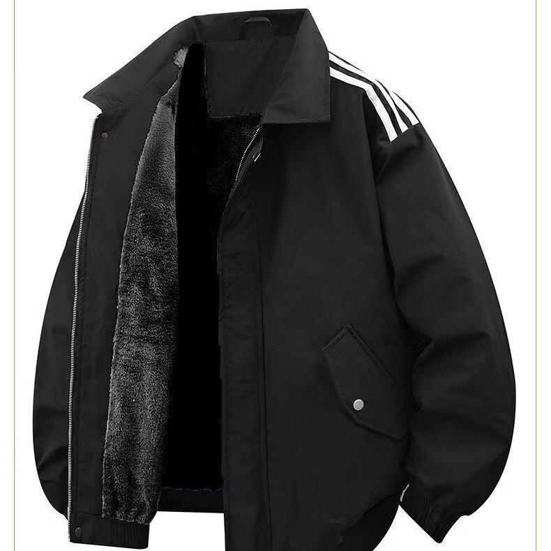 Men's Winter Trendy Thickened Lapel Workwear Coat - Loose Fit with Extra Velvet Lining.