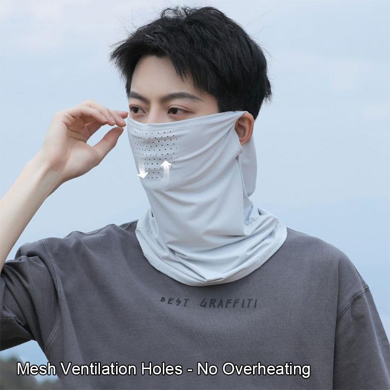 Ice Silk Sunscreen Face Mask With Ear Hooks - Unisex Summer Cycling Face Cover, Breathable Uv Shield For Face And Neck