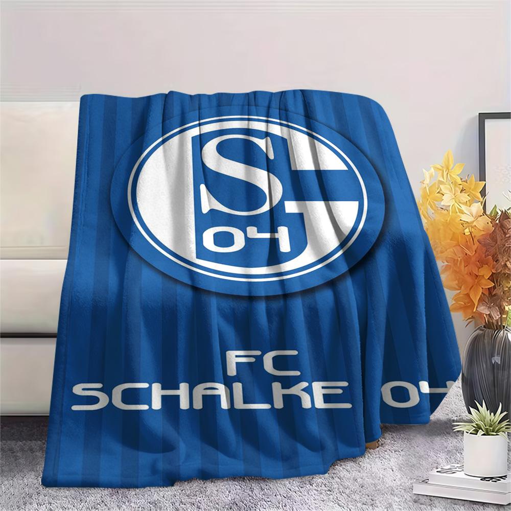 1 szt. Koc Flanelowy z Nadrukiem FC Schalke 04 Wysokiej Jakości Ciepły Komfortowy Pokrowiec na Wszystkie Pory Roku Idealny na Prezenty Wystrój Domu
