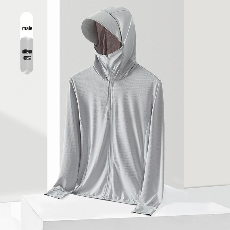 

Мужская летняя куртка из ледяного шелка для защиты от солнца со съемным козырьком, с защитой от УФ-лучей, дышащая, легкая для рыбалки на открытом воздухе 2XL
