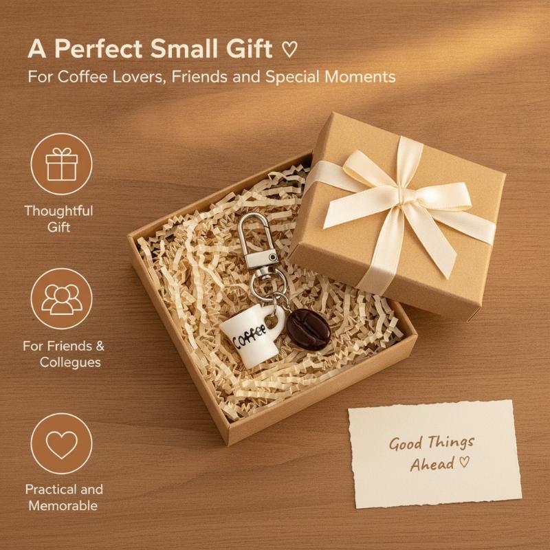 Simulation Coffee Cup Keychain Miniature Resin Mini Coffee Cup Bag Pendant Portable Cartoon Coffee Beans Keychain