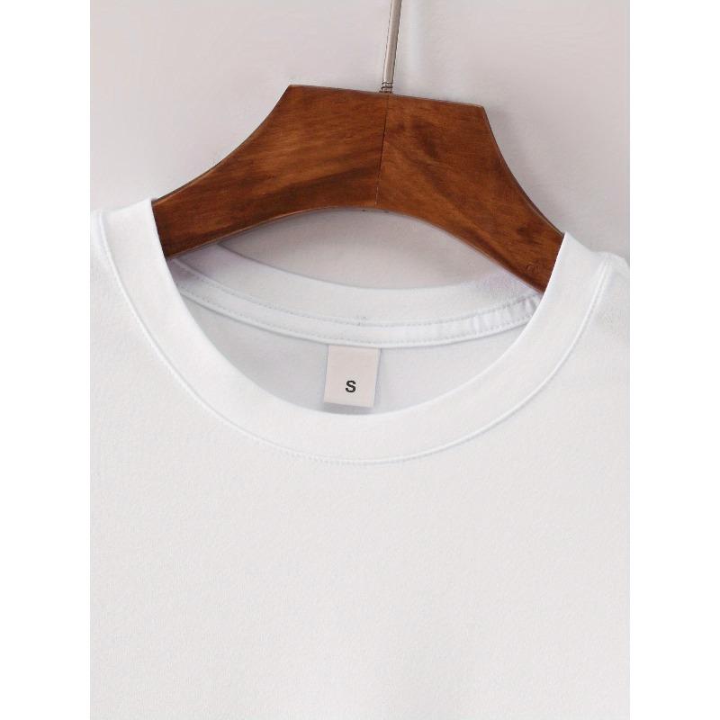 Europäische Größen Herren Freizeit Rundhals T-Shirt mit Geometrischem Buchstaben-Print, Kurzarm, Normale Passform, Sommer Pullover T-Shirt