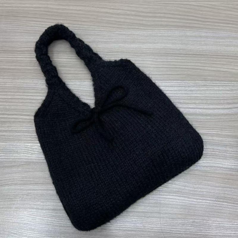 Casual bag bow handbag Japanese autumn and winter cute underarm bag large capacity simple knitted bag new