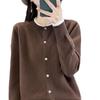 Women's Color Block Wool Cardigan - Round Neck, Loose Fit, Fake Two-Piece Knit Sweater for Spring & Autumn 2024