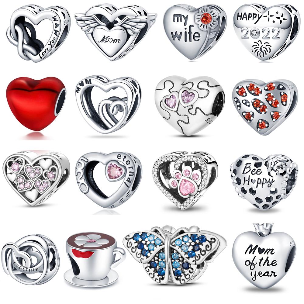 

925 Sterling Silver Heart Paw Animal Clear Snowflake Sparkling Crown Pumpkin Charm Bead Fit Original Fashion Bracelet