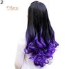 Tenfyer Women Big Wave Long Curly Wavy Gradient Color Ombre Three-forth Full Hair Wig