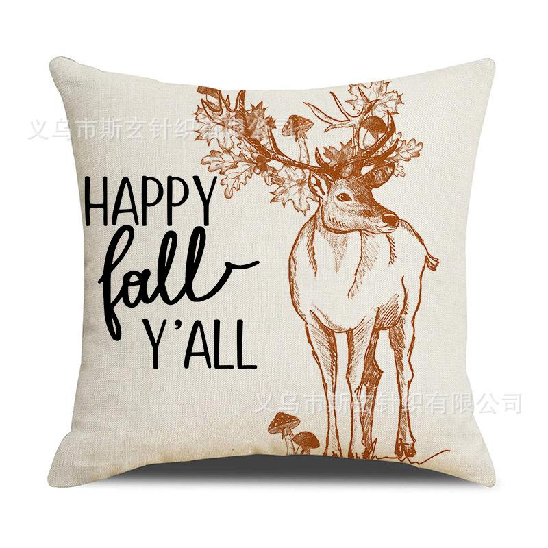 Autumn Pumpkin Set Pillow Cover Home Decor Sofa Cushion Letter Print Bedside Cushion Cover