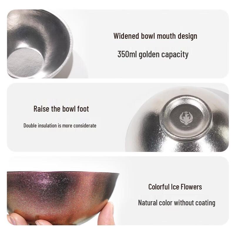 Lightweight Pure Titanium High-Foot Bowl