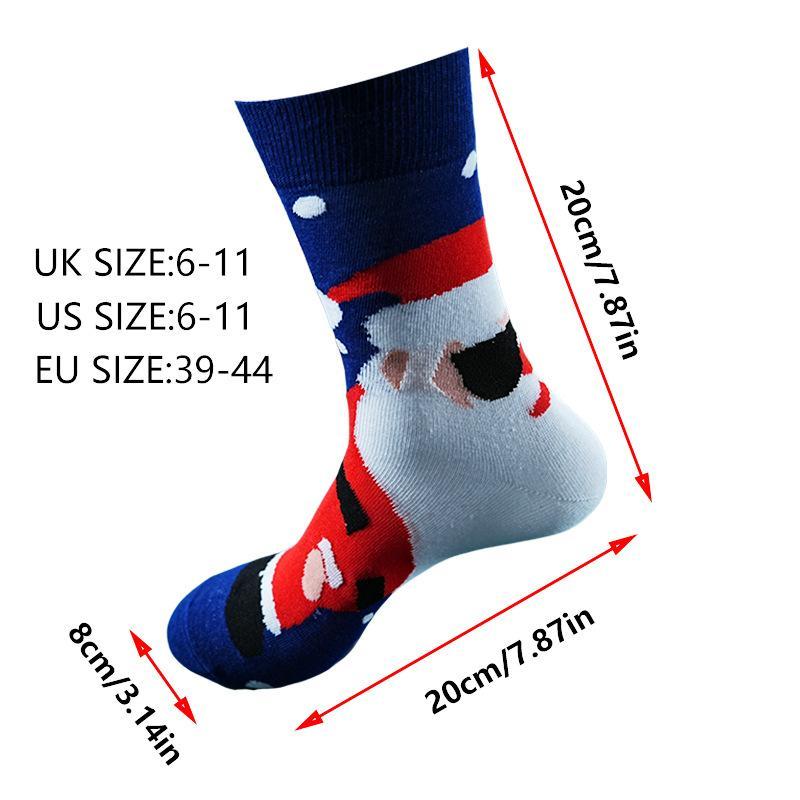 1 Pair New Santa Claus Men'S Socks Elk Tide Socks Christmas Tree Geometry Happy Funny Socks