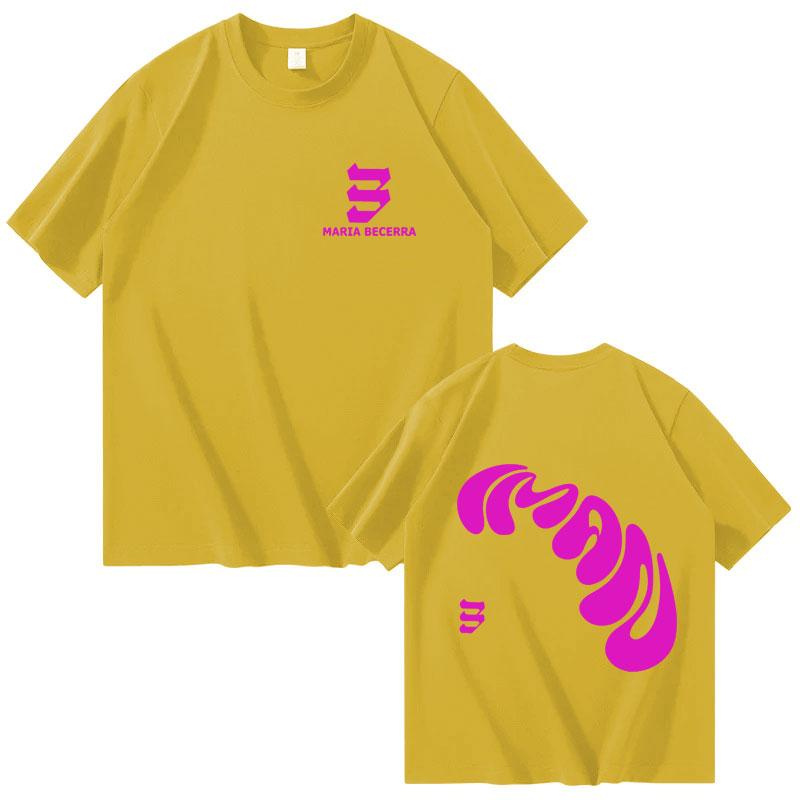 Hot-selling Singer Maria Becerra's Signature T-shirt Streetwear for Men and Women, 2025 Summer, 100% Pure Cotton Printed T-shirt