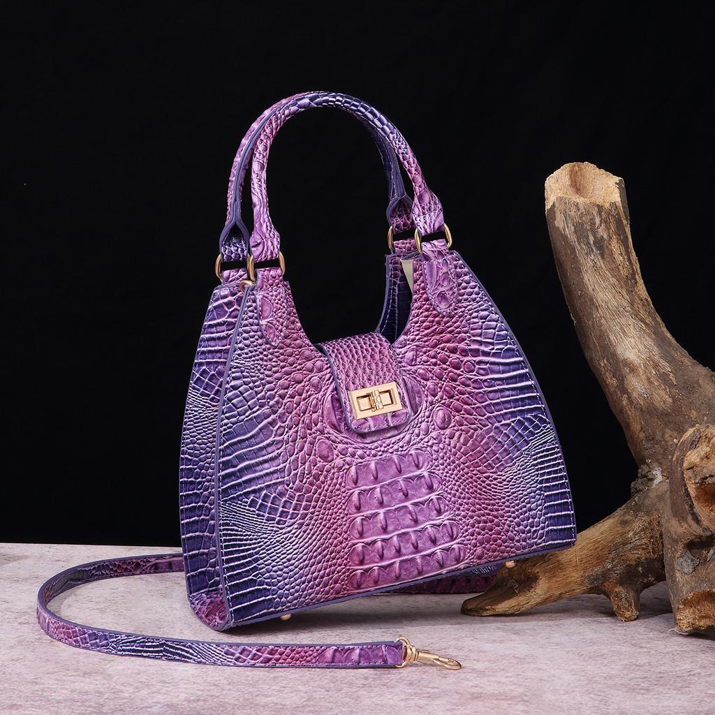 European and American Retro Independent Station Hand-held Armpit Bag French Stick Women's Bag Crocodile Pattern Brahmin