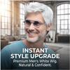 Men's White Short Straight Synthetic Wig, Side Part Design, Adjustable Cap for Daily & Casual Wear, Natural Texture, Ready Stock