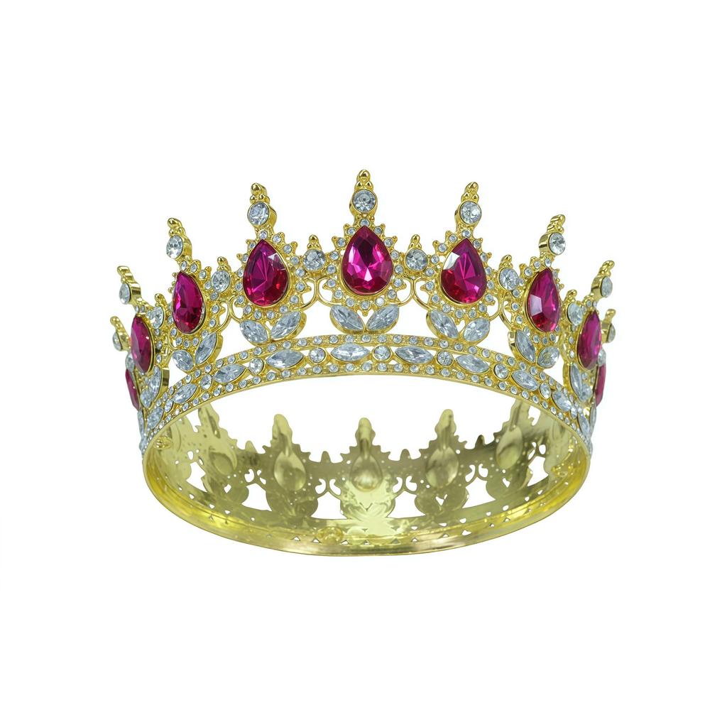 European and American Baroque Bridal Round Crown Party Dance Princess Tiara Birthday Crown Crystal Hair Accessories for Women