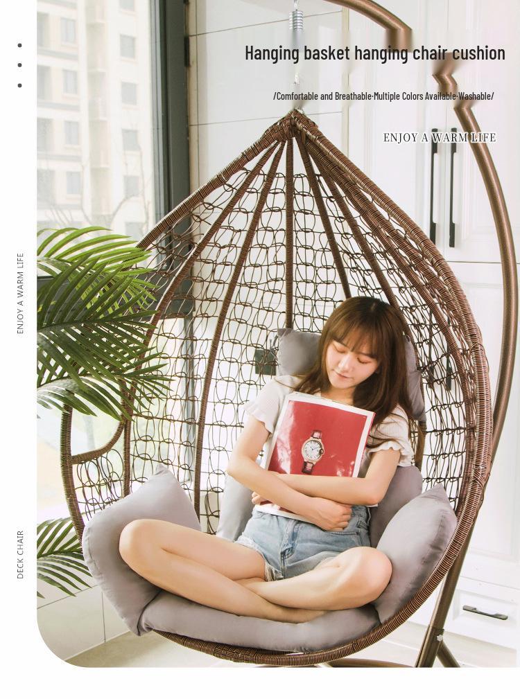 Removable Washable Solid Color Rattan Hanging Chair Cushion Set