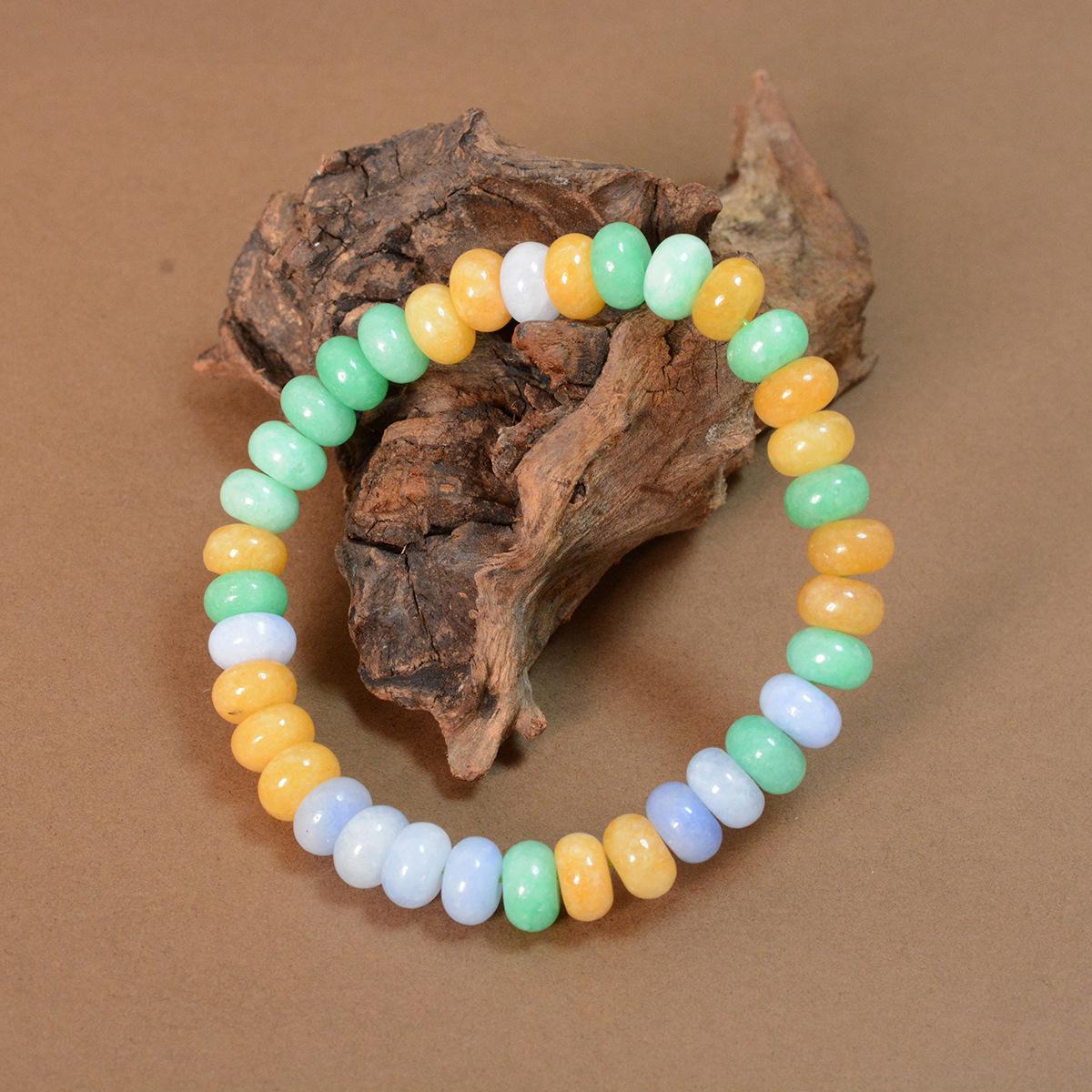 Fu Lu Shou Tri-Color Jade Bracelet - Green, Yellow, and Jade Coin Bracelet for Peace and Harmony