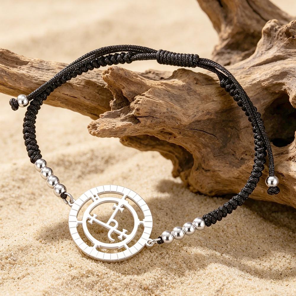 Dawapara Sigil of Lilith Bracelet Adjustable Braided Rope Chain Lilith Moon Goddess Mythology Amulet Stainless Steel Jewelry