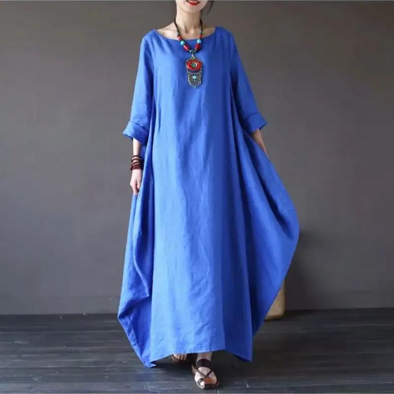 

Goddess-Style Sexy Round Neck Ruffle Hem Dress 3X-Large синій