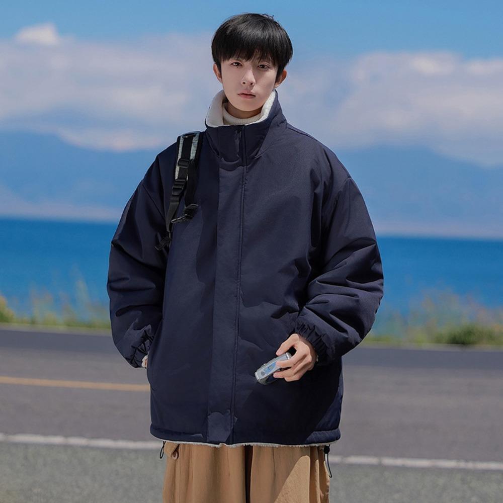 Winter new fashion versatile velvet windproof waterproof cotton-padded clothes men's casual jacket