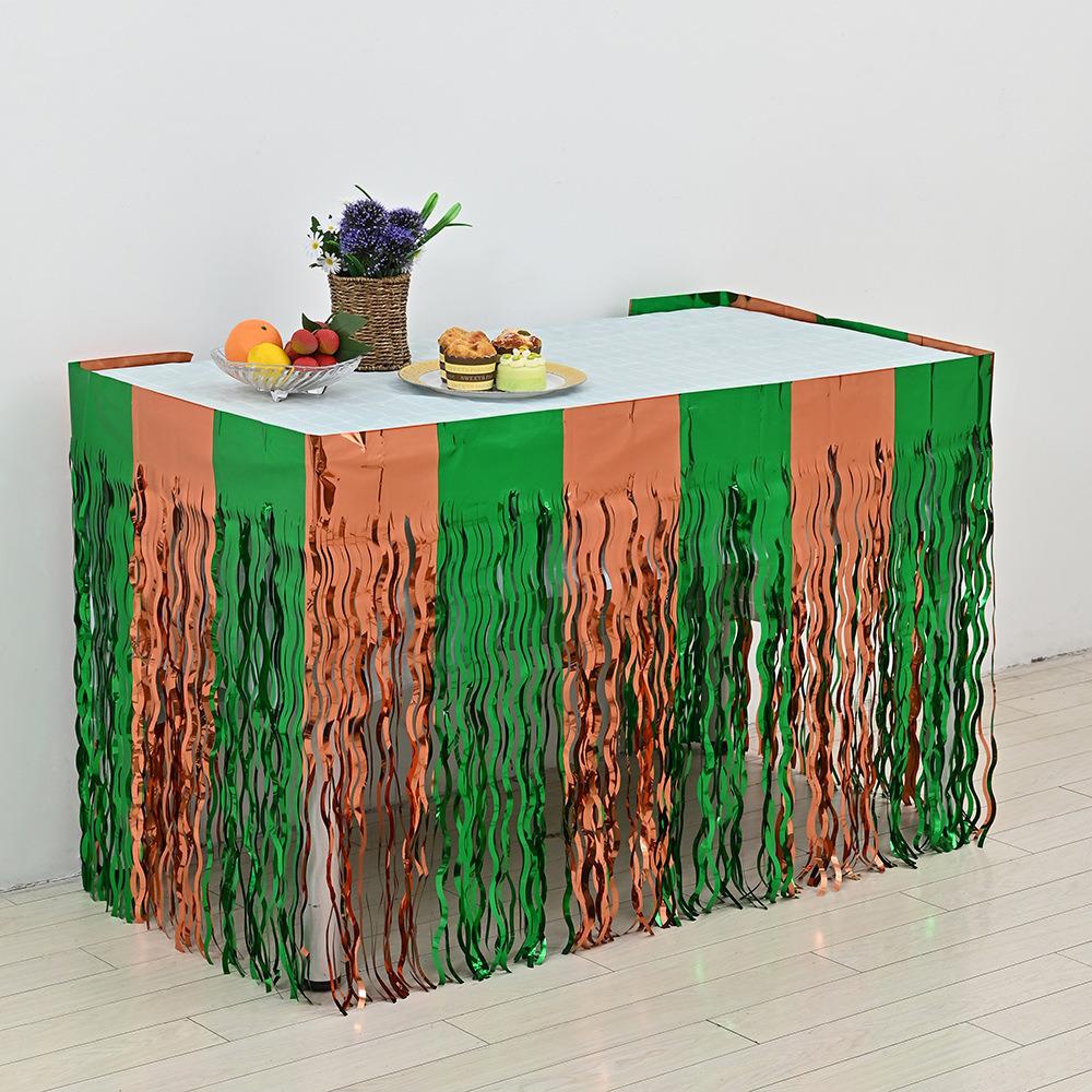 Rainbow Silk Table Skirt: Colorful Birthday, Wedding, and Holiday Party Decoration