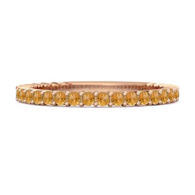 Citrine Eternity Band Ring - 925 Sterling Silver Rose Gold Vermeil