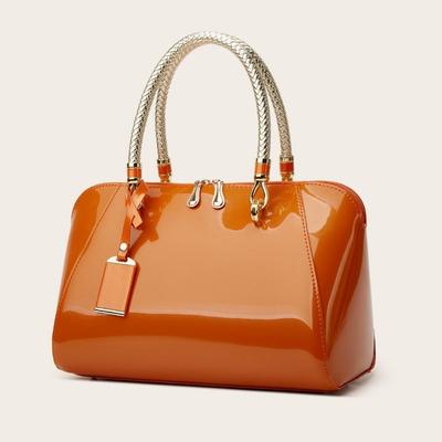 All-in-One Lackleder Boston Tote Umhängetasche