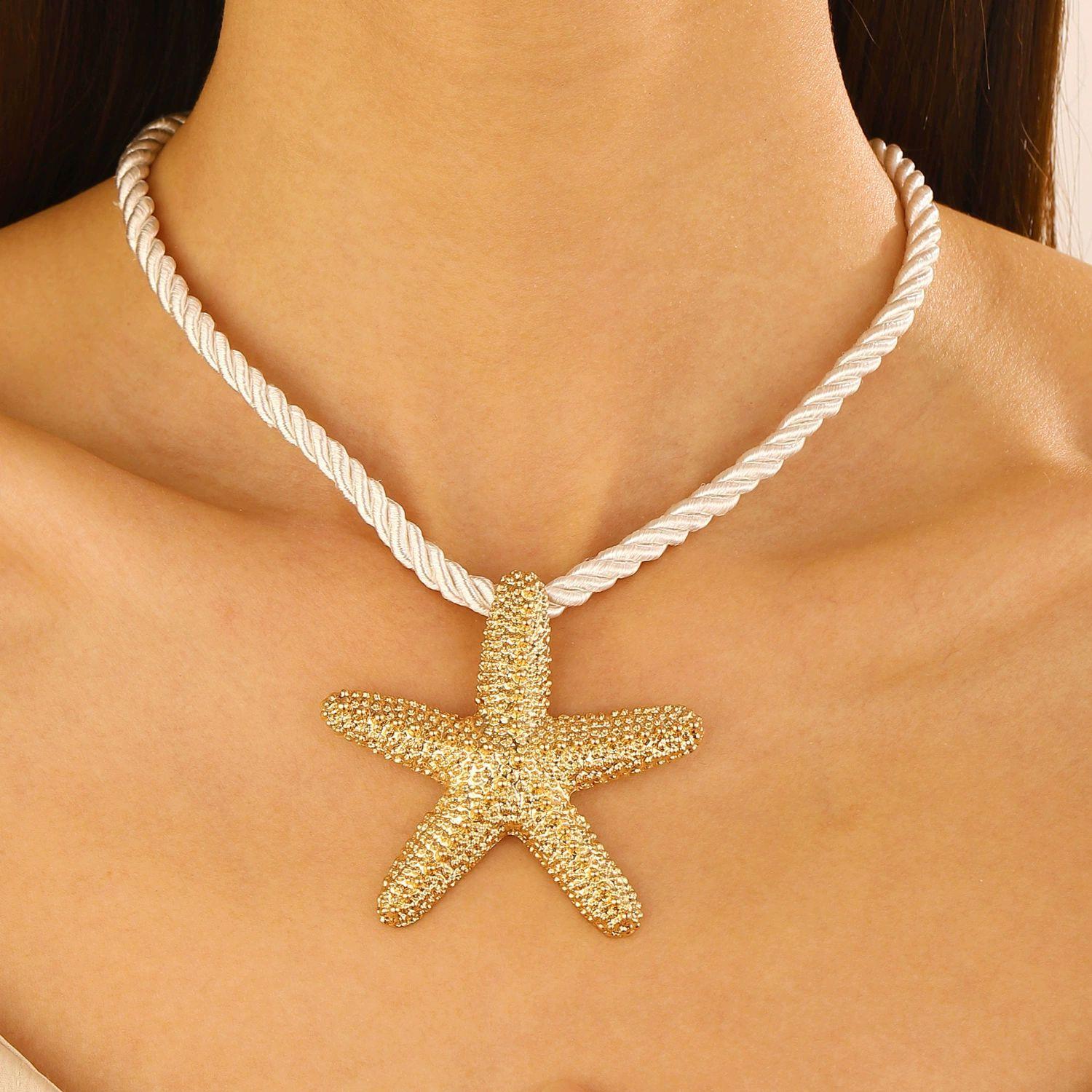 

Beach Accessories Summer Seaside Vacation Starfish Natural Conch Earrings Necklace Set
