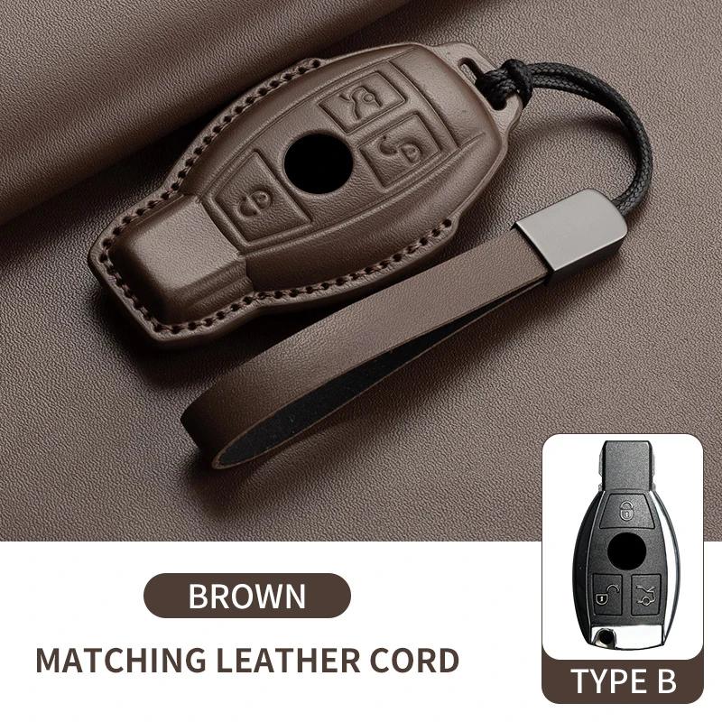 Car Key Fob Shell For Mercedes Benz A C E S G Class CLE CLA GLC W177 W205 W213 W222 X167 AMG Leather Car Remote Key Case Cover