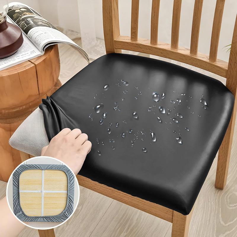 1Pcs Waterproof Pu Leather Office Chair Seat Covers Removable Solid Color Computer Chair Seat Cushion Covers For Home Office