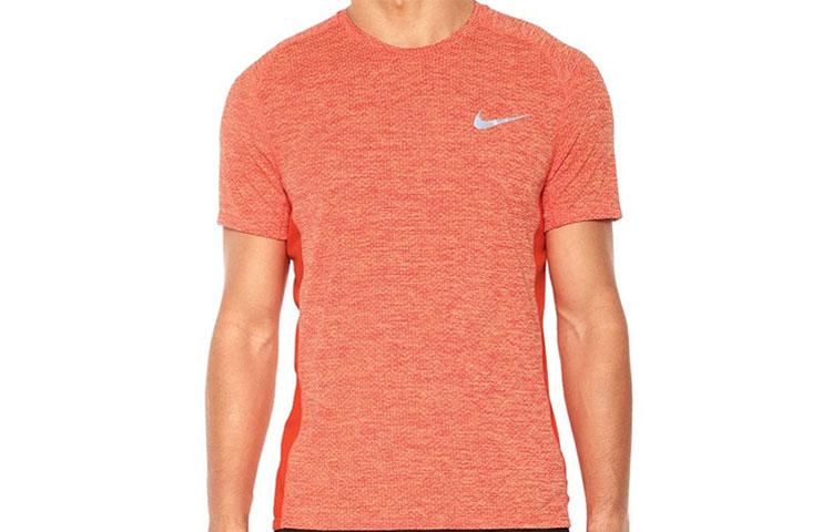 Nike T Shirts Men s Orange Crew Neck Moderate Straight Fit 834241-809 M