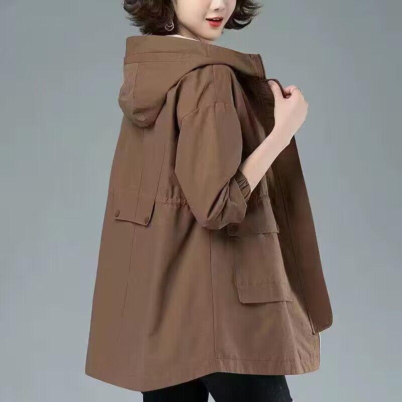 Women's Mid-Length Drawstring Trench Coat - Double-Layer, Casual, and Versatile for Spring/Autumn