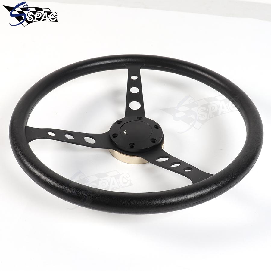 15inch Black PU Steering Wheel 380MM Vintage Sports Car PU Steering Wheel
