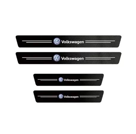 RUNTB1 1/4/5Pcs For Volkswagen VW Car Door Sill Scuff Plate Decor Carbon Fiber Stickers Golf Polo Passat Tiguan Touareg Magotan Touran