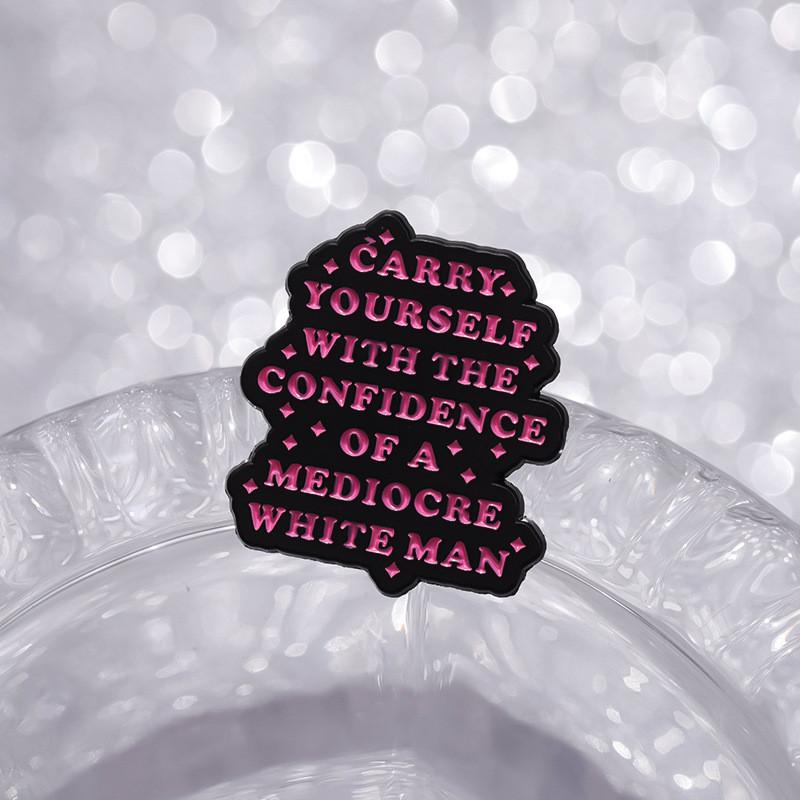 Trendy Cartoon Inspirational Letter Alloy Brooch Pin For Confident Expression In Stylish Design