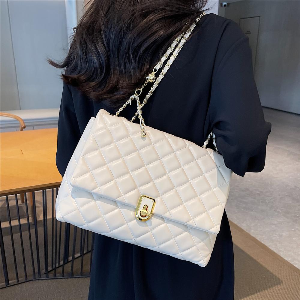 Schulter-Crossbody-Tasche aus Leder mit Lederkette für Damen, trendige Designertaschen und Damenhandtaschen mit großer Kapazität