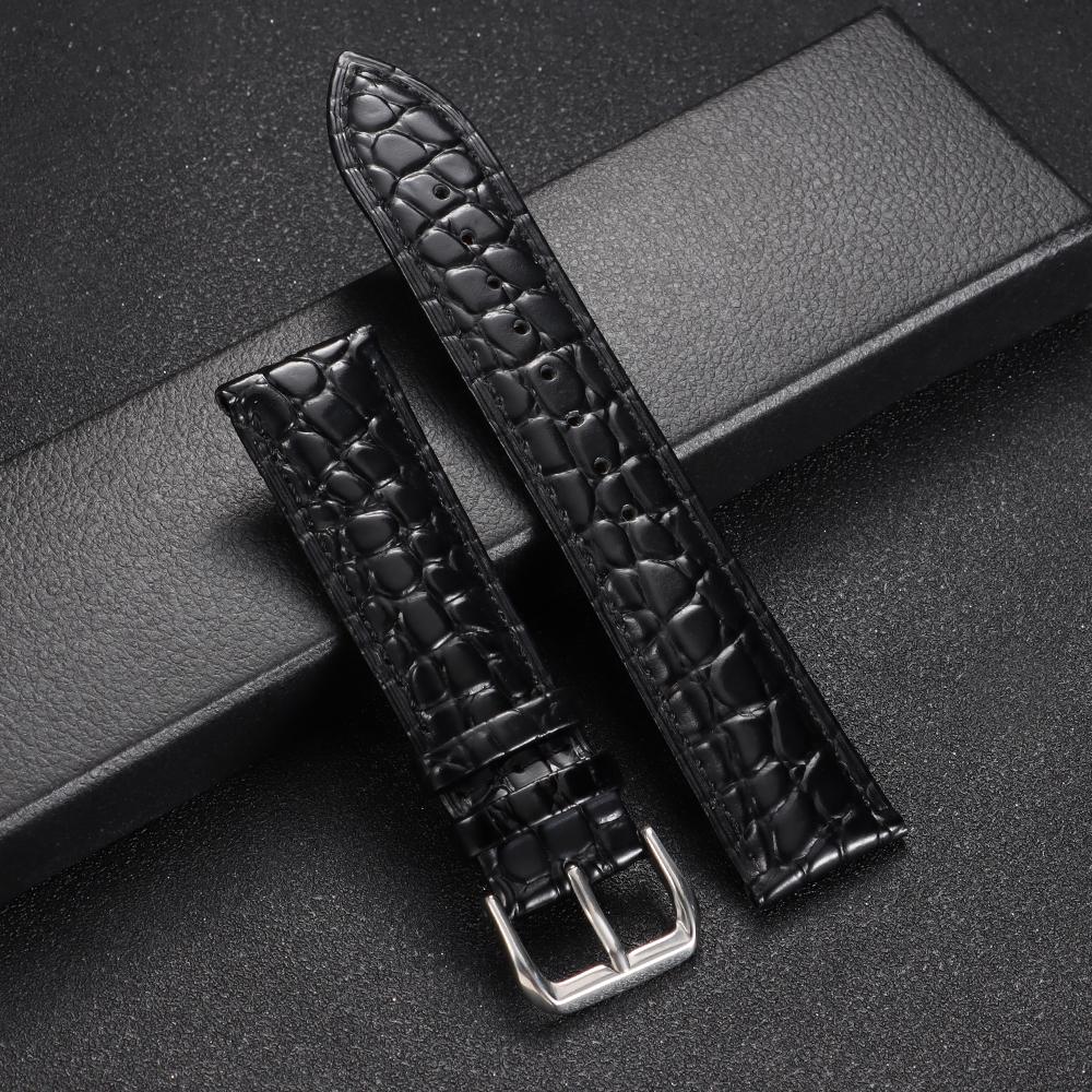 Crocodile Pattern Design Leather Watchband 12/14/16/17/18/19/20/21/22/24mm Soft Watch Straps Men Women Casual Business Wristband