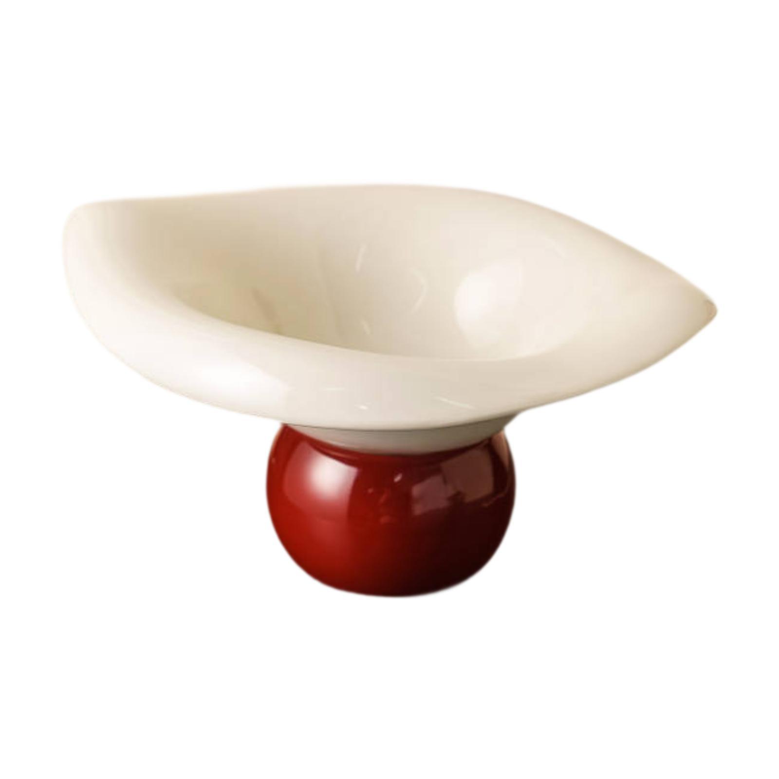 Pedestal Fruit Bowl Fruit Dish Ceramic Food Plate Multipurpose Serving Bowl Tray Snack Nut Tray for Candy Bread Vegetable