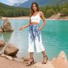 Women's High Waist  Printed Casual Trousers Workout Pants 3/4 Pants