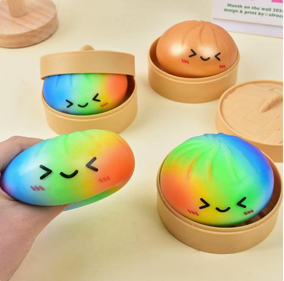 Toys Kids Childrens Simulated Colorful Dumpling Squishy Slow Rising Stress Relief Fidget Ball, Soft Squeeze Decompression Toy for Adults