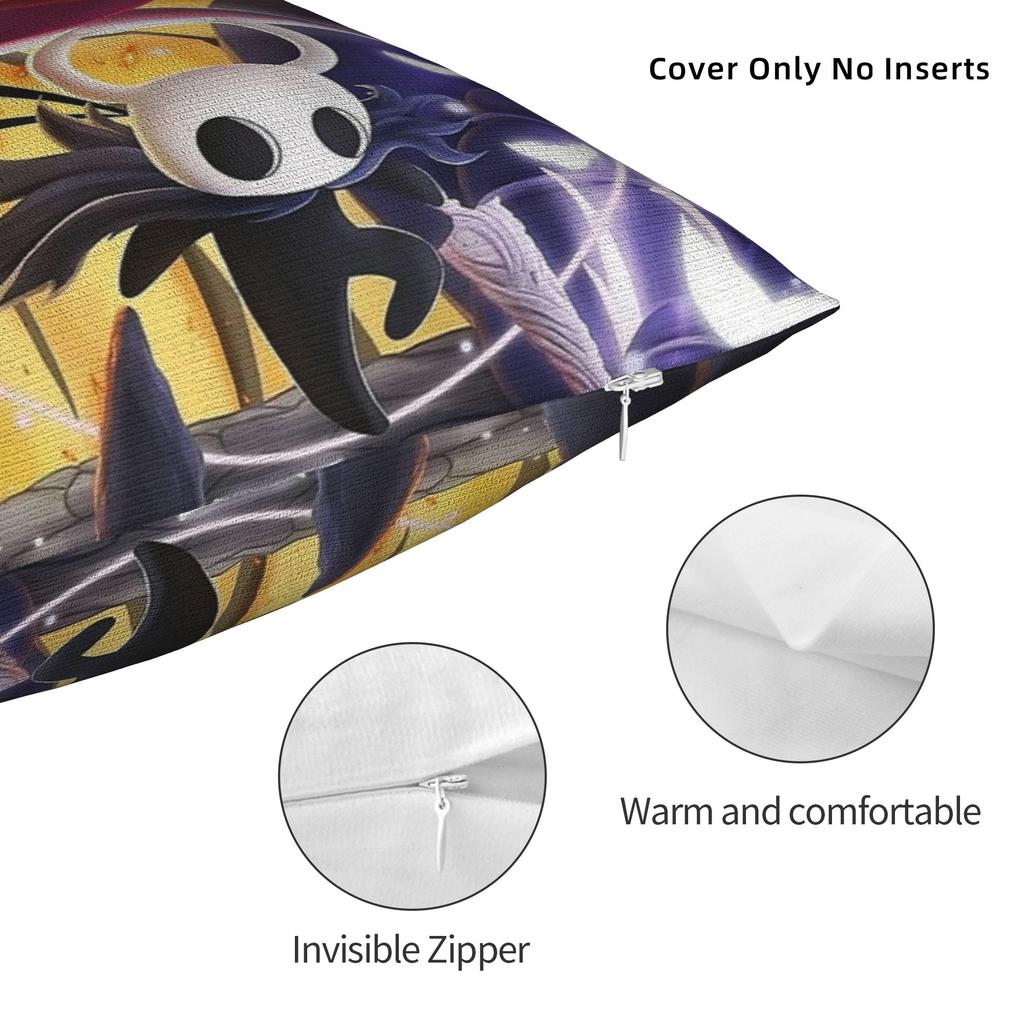Hollow Knight Silksong Square Pillow Cases Game Cushion Covers Vintage Zipper Decor Throw Pillow Case Cover for Seat 18