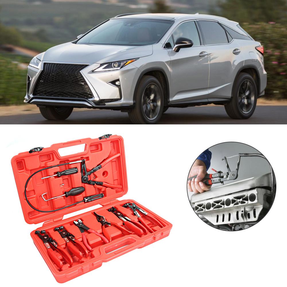 Carbon Steel Oil Pipe Curved Tube Hose Pliers Clamps Car Repair Tool Kit Set