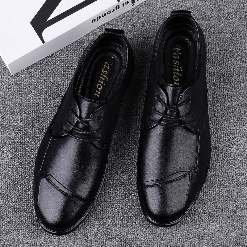 2024 New Men Quality Cowhide Black Low Top Leather Shoes British Business Size38-45 Soft Leather Man Lace Up Leather Dress Shoes