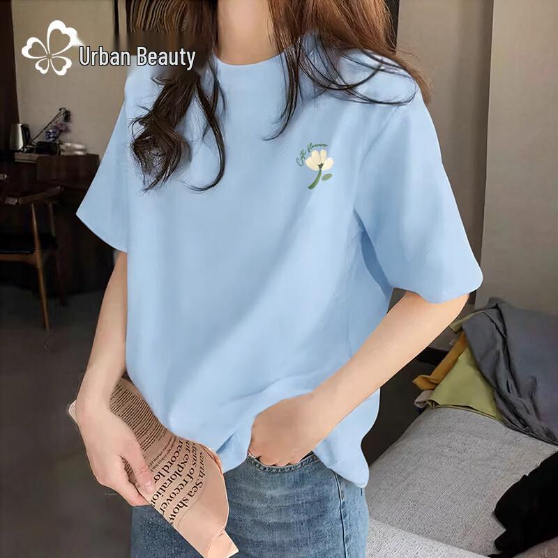 Women's Casual Cotton T-Shirt with Time Flower Graphic