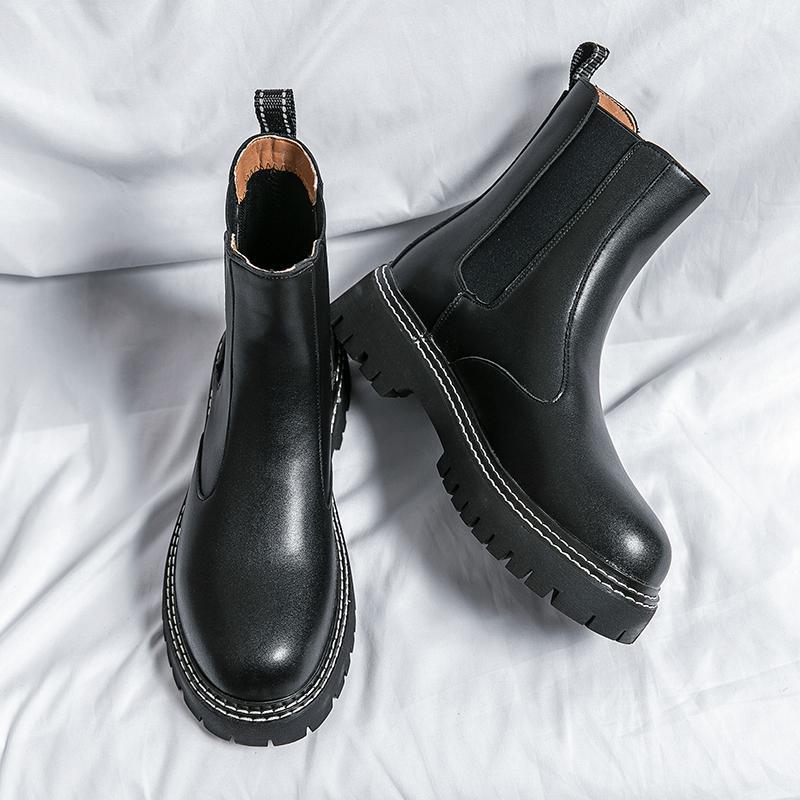 

Мужская обувь зимняя броги повседневная ретро высокие берцы рабочие ботинки Мартин новая персонализированная мужская кожаная обувь 44 чёрный