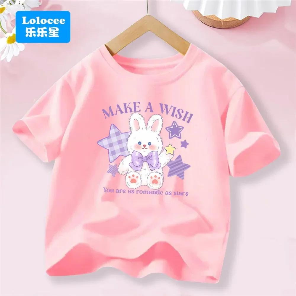 Sommer Niedlich Lächeln Mädchen Bedruckte Kleidung T-Shirt Kinder Baumwolle Niedliches Mädchen T-Shirt Baby Kinder Oberteile Für 3-14J Baby