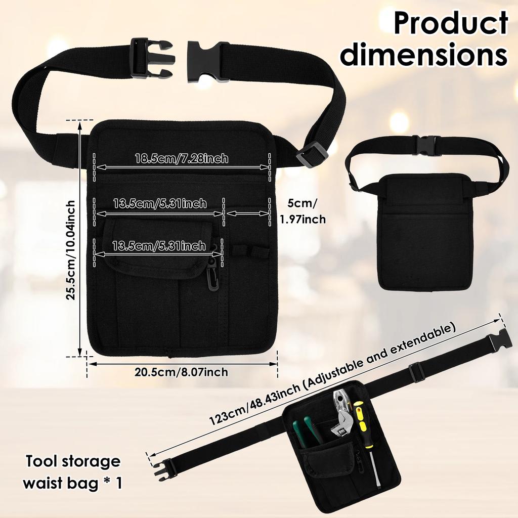 Server Waist Pouch with Multiple Pockets and Adjustable Belt Multifunctional Server Pouch on Waist for Waitress Waiter Women Men