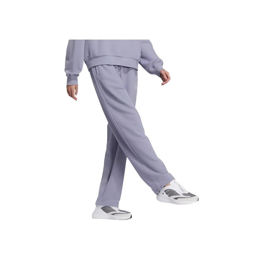 Adidas SS23 Solid Color Long Drawstring Logo Knit Sports Pants Women Bottoms Silver Gray Violet IK3513