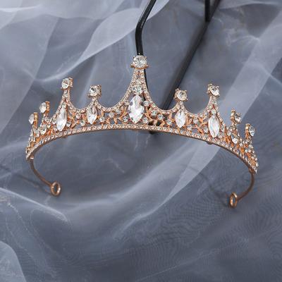 Vrouwen Prinses Kroon Glanzende Strass Ingelegde Bruiloft Tiara Hoofdband Haaraccessoire Kunst Kristal Kroon met Pin Fixes