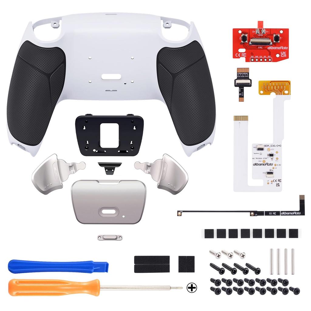 Controller not eXtremeRate RISE V3 Metal Back Paddle Remap Kit for PS5 Controllers and Includes Upgrade Board with White Redesigned Back Case and